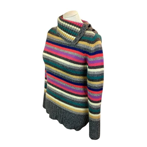 Vintage Gap Retro Y2K Sweater Medium Striped Knit Turtleneck Lambswool - Picture 8 of 13